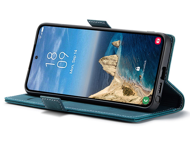 CaseMe Slim Synthetic Leather Wallet Case with Stand for Samsung Galaxy S26 Ultra - Teal