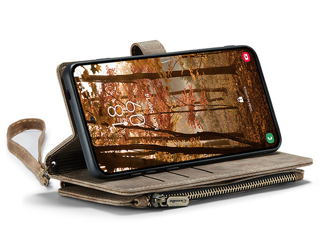 CaseMe Synthetic Leather Wallet Case with Zipper Pocket for Samsung Galaxy S26 - Desert Taupe