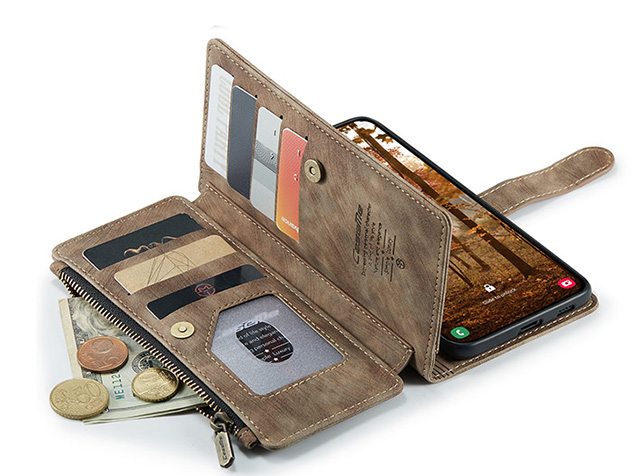 CaseMe Synthetic Leather Wallet Case with Zipper Pocket for Samsung Galaxy S26 - Desert Taupe