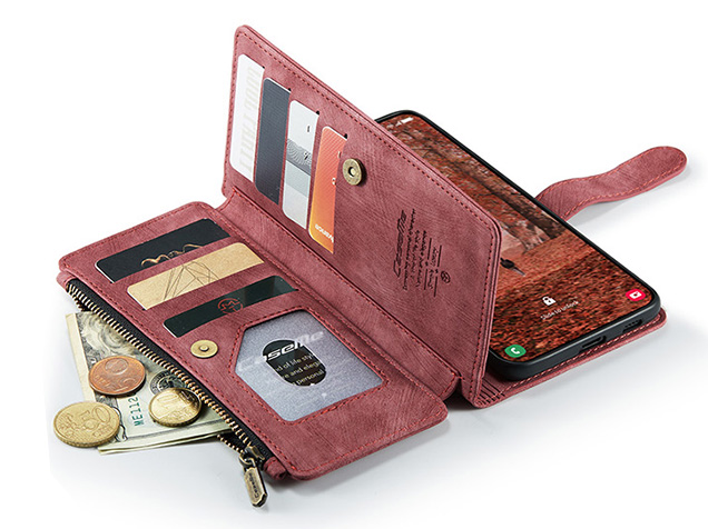 CaseMe Synthetic Leather Wallet Case with Zipper Pocket for Samsung Galaxy S26 - Blush