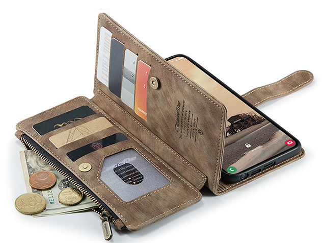 CaseMe Synthetic Leather Wallet Case with Zipper Pocket for Samsung Galaxy S26 Ultra - Desert Taupe
