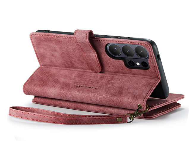 CaseMe Synthetic Leather Wallet Case with Zipper Pocket for Samsung Galaxy S26 Ultra - Blush