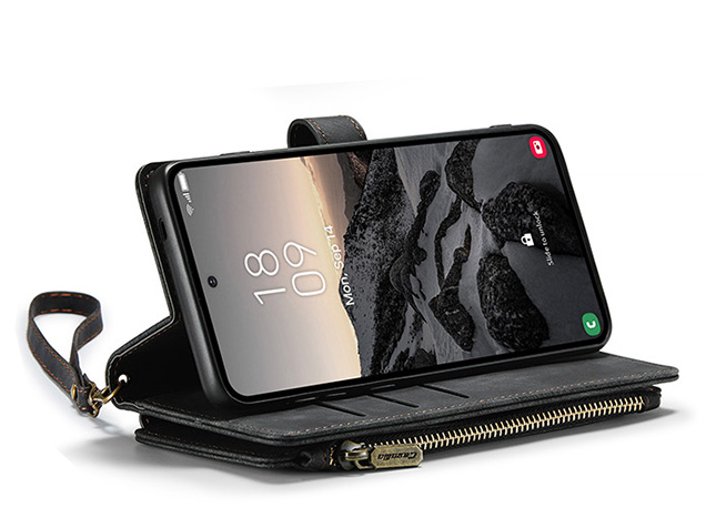 CaseMe Synthetic Leather Wallet Case with Zipper Pocket for Samsung Galaxy S26 Ultra - Charcaol