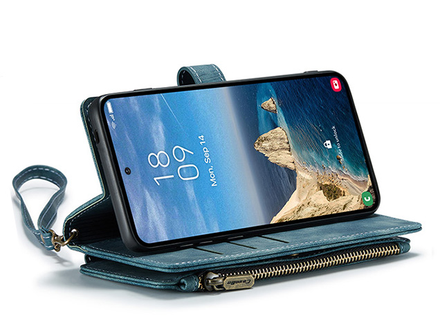 CaseMe Synthetic Leather Wallet Case with Zipper Pocket for Samsung Galaxy S26 Ultra - Teal