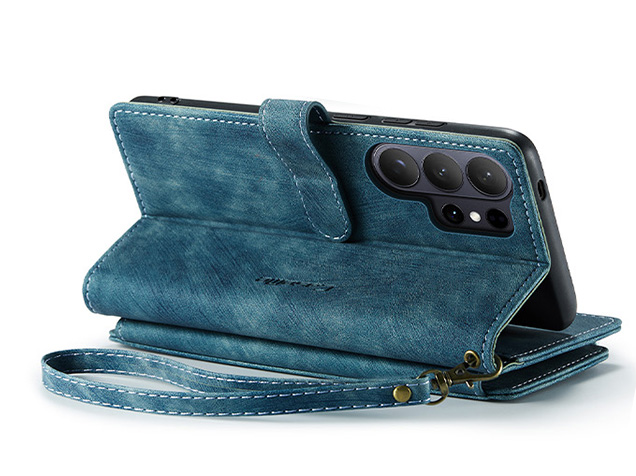 CaseMe Synthetic Leather Wallet Case with Zipper Pocket for Samsung Galaxy S26 Ultra - Teal