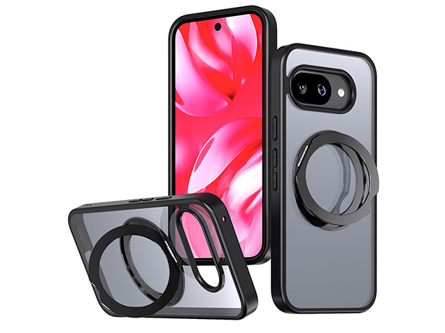 Magnetic Ring Stand Case for Google Pixel 10a - Black Hard Case