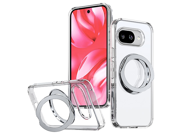 Magnetic Ring Stand Case for Google Pixel 10a - Silver Hard Case