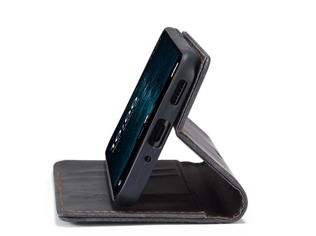CaseMe Slim Synthetic Leather Wallet Case with Stand for Samsung Galaxy A37 - Charcoal