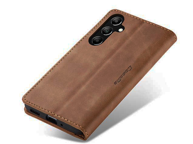CaseMe Slim Synthetic Leather Wallet Case with Stand for Samsung Galaxy A37 - Tan