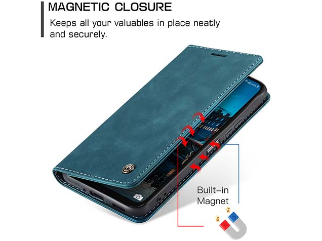 CaseMe Slim Synthetic Leather Wallet Case with Stand for Samsung Galaxy A57 - Teal