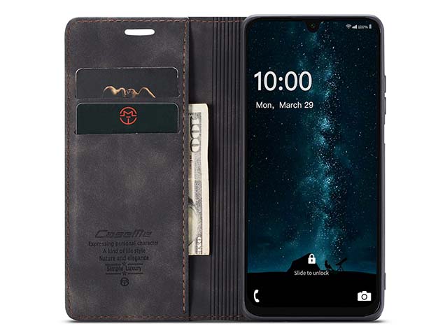CaseMe Slim Synthetic Leather Wallet Case with Stand for Samsung Galaxy A57 - Charcoal