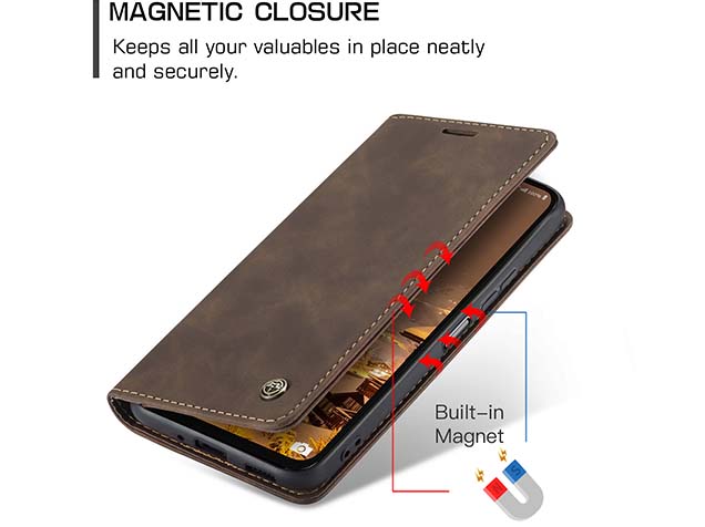 CaseMe Slim Synthetic Leather Wallet Case with Stand for Samsung Galaxy A57 - Chocolate