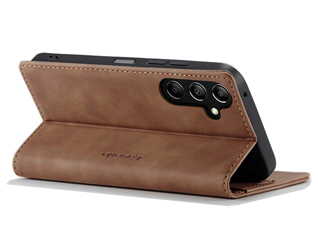 CaseMe Slim Synthetic Leather Wallet Case with Stand for Samsung Galaxy A57 - Tan