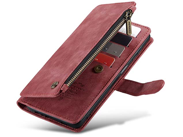 CaseMe Synthetic Leather Wallet Case with Zipper Pocket for Samsung Galaxy A37 - Blush
