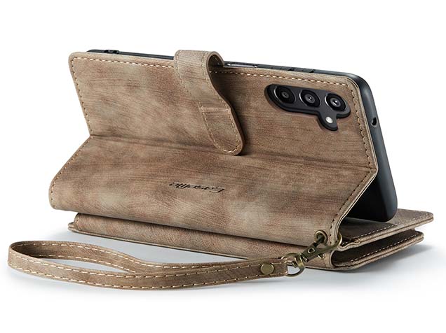 CaseMe Synthetic Leather Wallet Case with Zipper Pocket for Samsung Galaxy A37 - Desert Taupe Leather Wallet Case