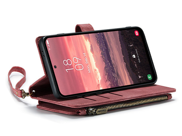 CaseMe Synthetic Leather Wallet Case with Zipper Pocket for Samsung Galaxy A57 - Blush