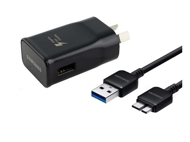 Genuine Samsung Adaptive Fast Charger & Micro USB V3.0 Cable - Black AC Wall Charger