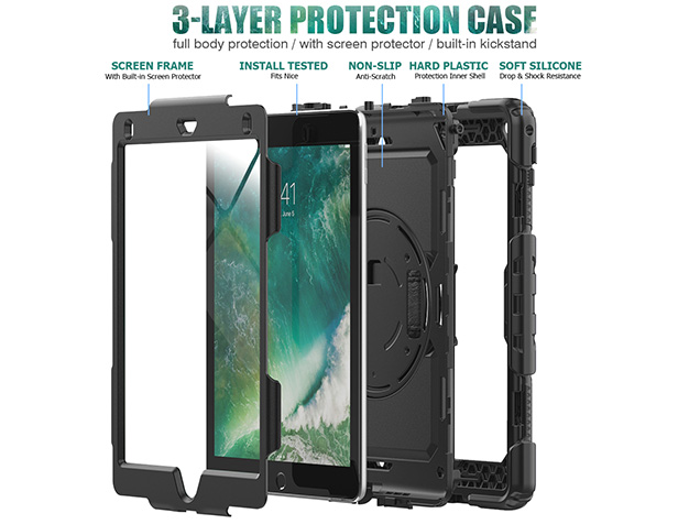 Rugged Impact Case for Apple iPad 6th/5th Gen - Classic Black