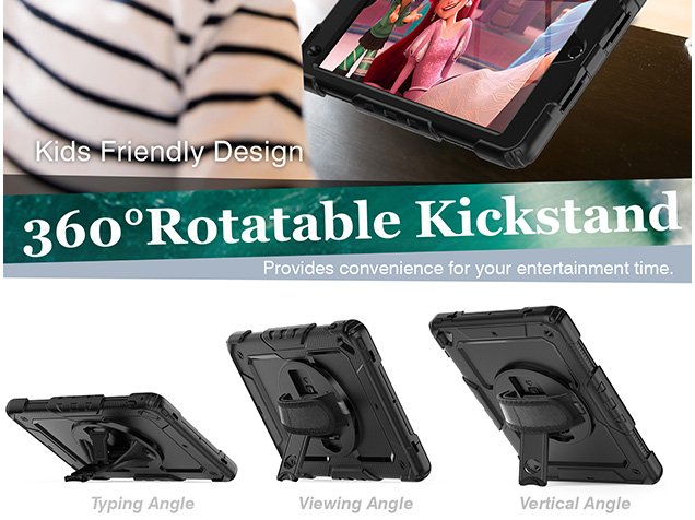 Rugged Impact Case with Strap for Apple iPad 6th/5th Gen - Classic Black