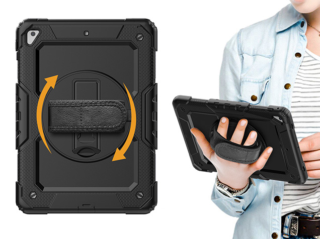 Rugged Impact Case with Strap for Apple iPad 6th/5th Gen - Classic Black