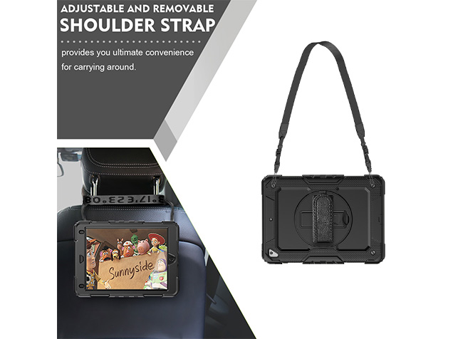 Rugged Impact Case with Strap for Apple iPad 6th/5th Gen - Classic Black