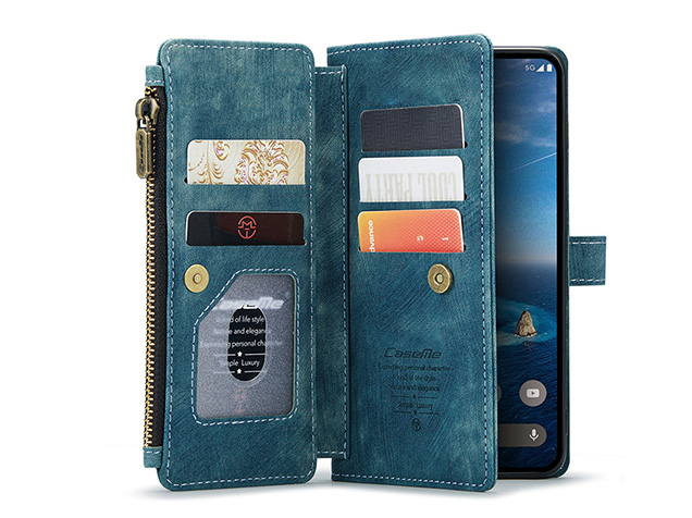 CaseMe Synthetic Leather Wallet Case with Zipper Pocket for Google Pixel 11 - Teal