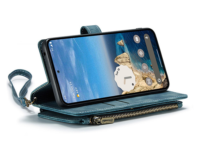 CaseMe Synthetic Leather Wallet Case with Zipper Pocket for Google Pixel 11 - Teal
