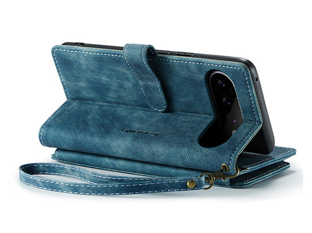CaseMe Synthetic Leather Wallet Case with Zipper Pocket for Google Pixel 11 - Teal
