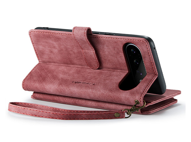 CaseMe Synthetic Leather Wallet Case with Zipper Pocket for Google Pixel 11 - Blush