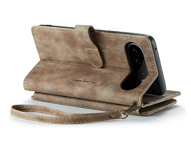 CaseMe Synthetic Leather Wallet Case with Zipper Pocket for Google Pixel 11 Pro - Desert Taupe