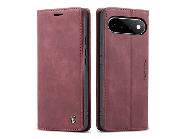 CaseMe Slim Synthetic Leather Wallet Case with Stand for Google Pixel 11 - Burgundy Leather Wallet Case