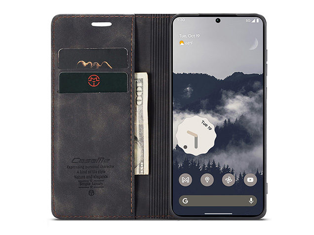 CaseMe Slim Synthetic Leather Wallet Case with Stand for Google Pixel 11 - Charcoal