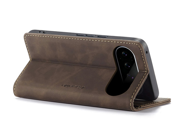 CaseMe Slim Synthetic Leather Wallet Case with Stand for Google Pixel 11 - Chocolate