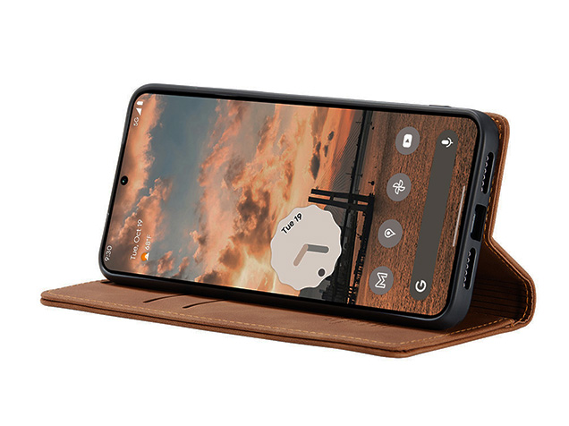 CaseMe Slim Synthetic Leather Wallet Case with Stand for Google Pixel 11 - Tan
