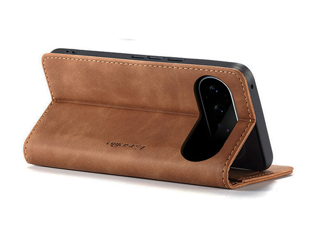 CaseMe Slim Synthetic Leather Wallet Case with Stand for Google Pixel 11 - Tan