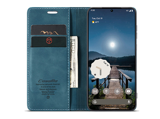 CaseMe Slim Synthetic Leather Wallet Case with Stand for Google Pixel 11 - Teal