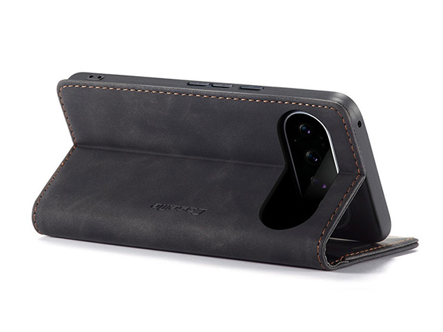 CaseMe Slim Synthetic Leather Wallet Case with Stand for Google Pixel 11 Pro - Charcoal