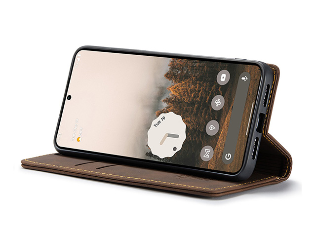CaseMe Slim Synthetic Leather Wallet Case with Stand for Google Pixel 11 Pro - Chocolate
