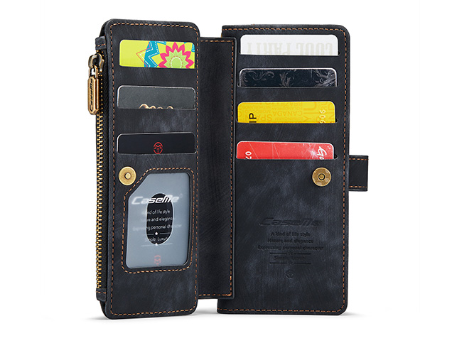 CaseMe Synthetic Leather Wallet Case with Zipper Pocket for Galaxy Z Fold7 - Charcoal