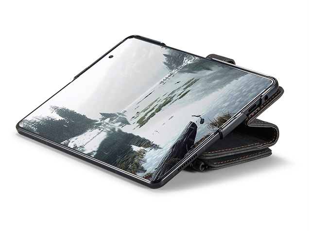 CaseMe Synthetic Leather Wallet Case with Zipper Pocket for Galaxy Z Fold7 - Charcoal