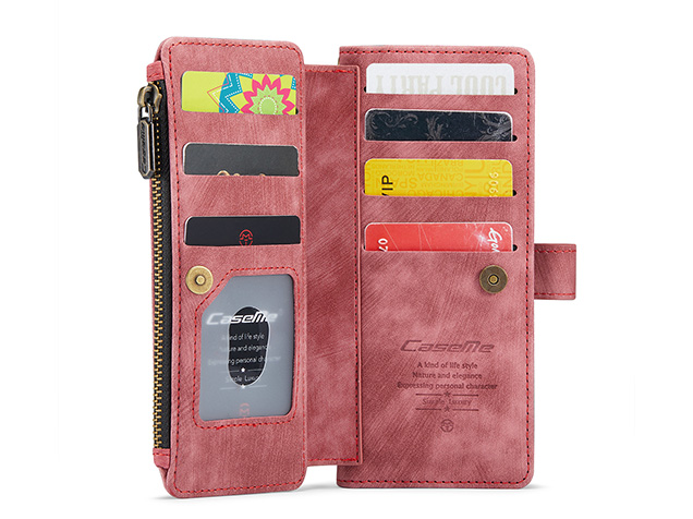 CaseMe Synthetic Leather Wallet Case with Zipper Pocket for Galaxy Z Fold7 - Blush