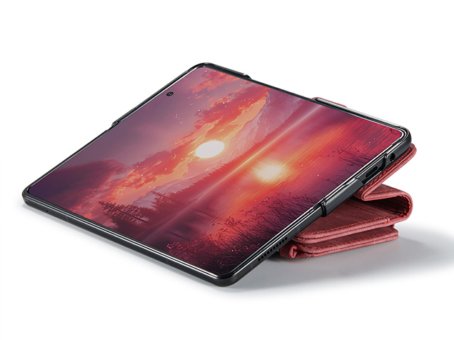 CaseMe Synthetic Leather Wallet Case with Zipper Pocket for Galaxy Z Fold7 - Blush