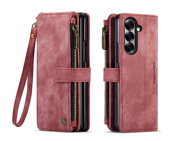 CaseMe Synthetic Leather Wallet Case with Zipper Pocket for Galaxy Z Fold7 - Blush
