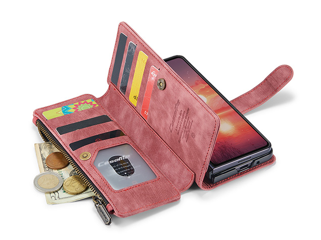 CaseMe Synthetic Leather Wallet Case with Zipper Pocket for Galaxy Z Fold7 - Blush