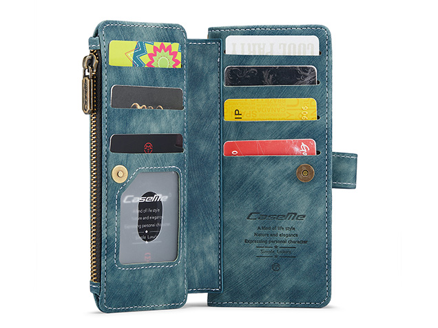 CaseMe Synthetic Leather Wallet Case with Zipper Pocket for Galaxy Z Fold7 - Teal