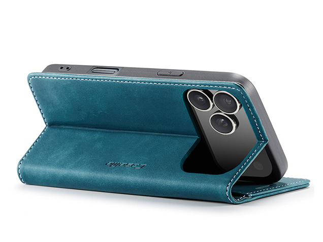 CaseMe Slim Synthetic Leather Wallet Case with Stand for iPhone 18 Pro Max - Teal