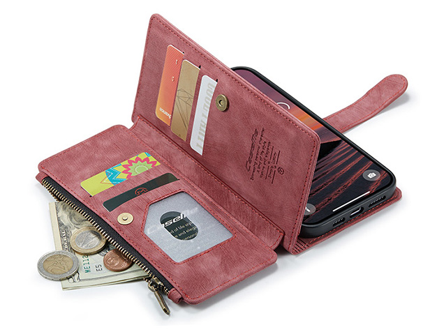 CaseMe Synthetic Leather Wallet Case with Zipper Pocket for iPhone 18 Pro Max - Blush