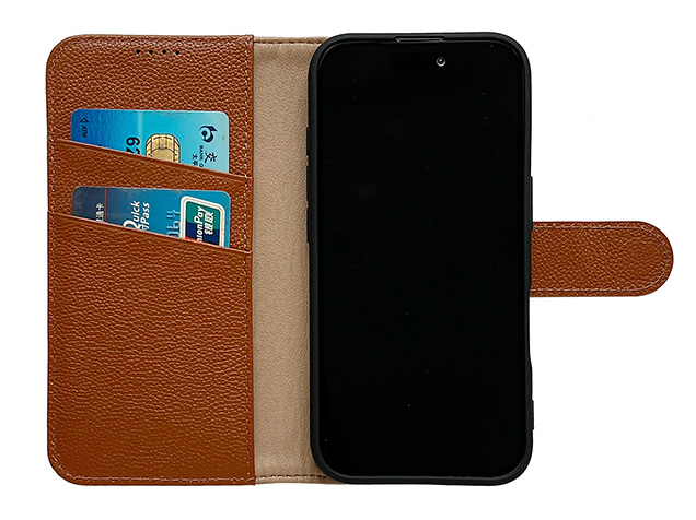 Premium Leather Wallet Case for iPhone 18 Pro Max - Caramel