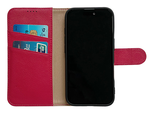 Premium Leather Wallet Case for iPhone 18 Pro Max - French Rose