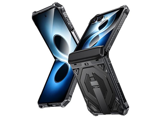 Impact Case with Stand for the Samsung Galaxy Z Flip7 - Black Hard Case